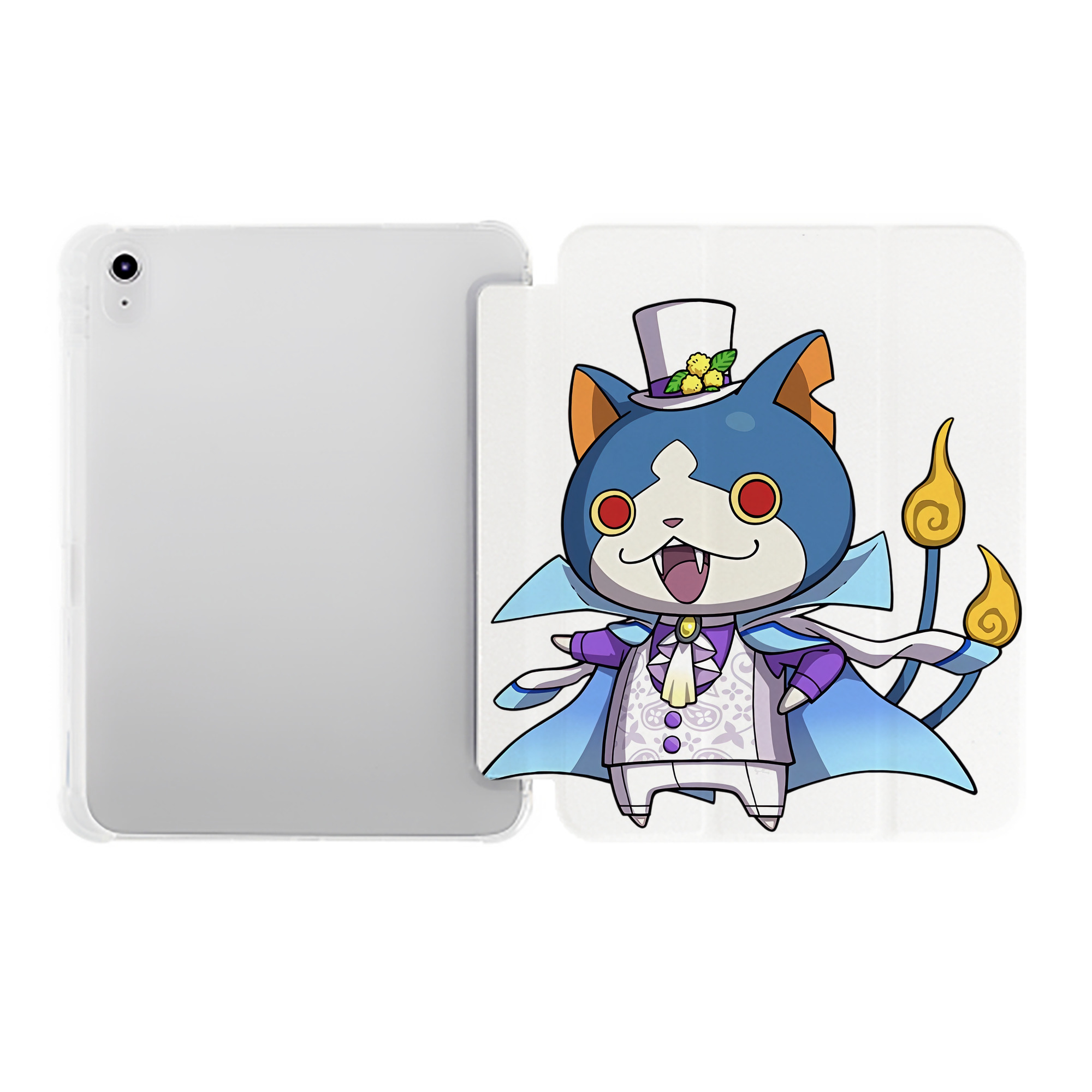 （画像用） 妖怪ウォッチ Yo-kai Watch IPad ケース ペン収納付き 三つ折りスタンド PUレザー×シリコン 対応機種9.5/10.5/10.9インチ
